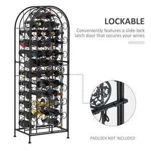 Portabottiglie in Ferro Battuto per 45 Bottiglie con Serratura, Design Stile Carcerario Nero - Product Image 5
