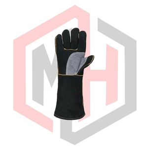 Black Leather Welding Gloves Reinforcement Full Safety Tear-Resistant Heat-Insulating Anti-Vibration Anti-Static Silicone-Free - Product Image 2