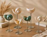 Verres à vin Martini en forme de coquillage, luxueux, élégants, à long pied, faits à la main, en acier inoxydable, écologiques, tendance, cadeau pour la Saint-Valentin