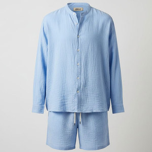 Men's Relaxed Fit Summer <b>Linen</b> <b>Set</b> Crinkle Button Down Shirt and Comfortable Shorts Matching 2 Piece Outfit for Resort Beach - Product Image 6