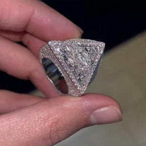 Moissanite Iced Out Statement <b>Ring</b> Luxury Baguette Pave <b>Signet</b> <b>Ring</b> Hip Hop Streetwear Jewelry For <b>Men</b> Women - Product Image 5