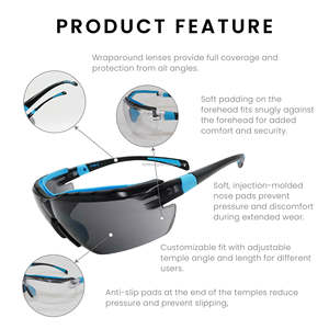 OEM/ODM available half frame co-injected nose pad impact resistant glasses for manufacturing sites use - Product Image 2