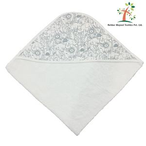 Serviette de bain à capuche unisexe 100% coton pour enfants, douce, extra-absorbante, serviette de bain pour bébé, capuche imprimée, multicolore, hypoallergénique - Product Image 2