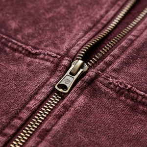 Sweat-shirt à capuche zippé pour homme, bordeaux, délavé à l'acide, effet usé, coupe oversize, streetwear, vêtements personnalisés - Product Image 6