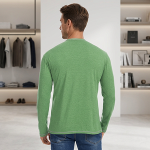 Men's Casual 100% Cotton Long Sleeve Solid Color T-<b>Shirt</b> Crew Neck Regular Fit Front Eco-Friendly Spring Fall Collection - Product Image 6
