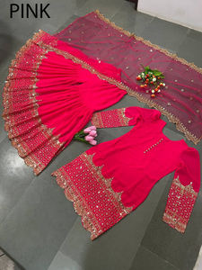 Conjunto de Sharara Gharara Kurti con Bordado Indio Listo para Usar, Tela Georgette, Diseño Pakistaní, Ropa Étnica para Fiestas - Product Image 5