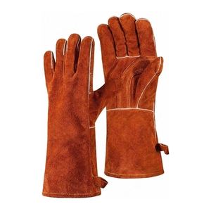 Gants de soudeur en cuir de vachette pleine fleur lisse, résistants à la chaleur et aux étincelles, avec manchette de sécurité, pour la lutte contre les incendies, durables - Product Image 1