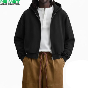 Sweat-shirt à capuche zippé intégral pour homme, en polaire épaisse et chaude, coupe ample, uni - Product Image 2