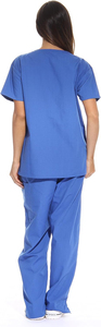 Tenues médicales pour femmes, ensembles de blouses à col en V et manches courtes, en coton et polyester tissé, plusieurs couleurs disponibles - Product Image 5