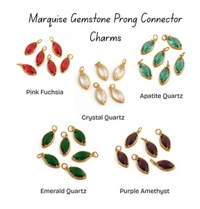 DIY Prong Set Marquise Pink Fuchsia Quartz Gemstone Charms - Gold Plated Crystal <b>Pendants</b> - Handmade DIY Jewelry Making Supplies - Product Image 5