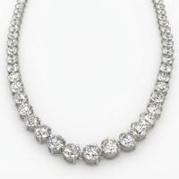 Collier en diamant cultivé en laboratoire certifié IGI de 30,63 carats, taille brillant rond, sur chaîne en platine PT950 pour femme - Cadeau de mariage ou de fiançailles