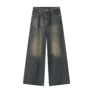 Primium Men's High <b>Waist</b> Stone washed Wide Leg <b>Jeans</b> Cotton Casual Pants Breathable Mid weight Autumn Style Baggy <b>Jeans</b> For Men - Product Image 2