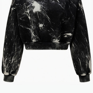 Sudadera con capucha Glory Custom Black Marble Tie Dye, estilo cropped, oversize, manga larga, estilo streetwear, unisex. - Product Image 5