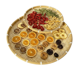 Plateaux de séchage et de service ronds en bambou tressé faits à la main pour produits agricoles, herbes et aliments, 6 tailles, lot de 6 - Product Image 5