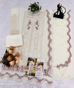 Ensemble de vêtements ethniques indiens pour femmes, 3 pièces, non cousu, en soie, Kurti, Kurta, Kameez, Salwar, tissu lourd, style pakistanais, fantaisie indienne - Product Image 3