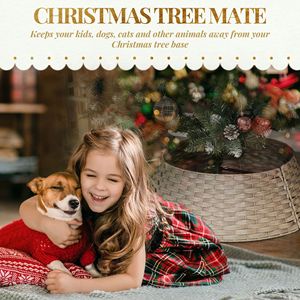 Gonna per Albero di Natale in Plastica Intrecciata Rustica da 27 Pollici per Decorazioni Natalizie, Caffè e Feste, con Supporto e Accessori - Product Image 4