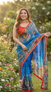 Sari vintage indien KUNJ CREATION, design exclusif, pour les amateurs de mode, tenue traditionnelle pour fêtes, festivals et mariages. - Product Image 3
