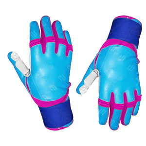 Gants de frappe en cuir bleus, roses et blancs, rembourrés, avec fermeture auto-agrippante, unisexes, pour adultes, entraînement, ambidextres - Product Image 3