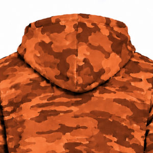 เสื้อฮู้ดดี้ลายพรางสีส้มไหม้สำหรับผู้ชาย เสื้อสเวตเชิ้ตพิมพ์ลายพรางแบบกำหนดเอง มีกระเป๋าจิงโจ้ เชือกผูก ปรับได้ แขนยาว สวมใส่สบายๆ สำหรับกิจกรรมกลางแจ้ง - Product Image 4