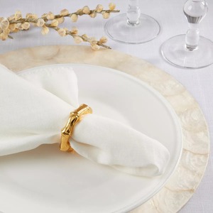 Anneau de serviette en laiton doré style bambou, nouveau design chinois, décoration de table en métal - Product Image 4