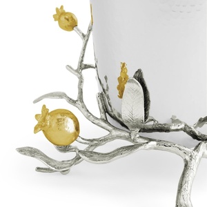 Jarrón de lujo Saleem International 2026 con diseño de granada, color plateado, de metal, con hoja de ginkgo marrón dorado - Product Image 6