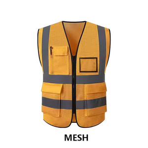 Chaleco de seguridad reflectante de alta visibilidad al por mayor, 100% poliéster, tejido y malla, cómodo, ropa de trabajo, chaleco de seguridad negro - Product Image 2