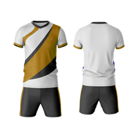 Conjunto de Camiseta de Fútbol para Hombre 100% Poliéster, Cuello en V, Manga Corta, Bloques de Color Azul, Negro y Blanco, Poliéster que Absorbe la Humedad, Deportivo