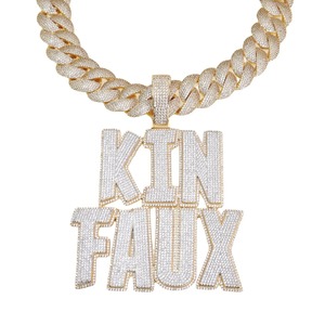 Collar con colgante de letra de plata 925 con incrustaciones de circonitas, cadena de eslabones cubanos, joyería Hip Hop, colgante con nombre personalizado para regalo o fiesta - Product Image 1