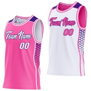 Ensemble de maillots de basket-ball réversibles personnalisés rose et blanc, uniforme en maille sublimée, nom et numéro de l'équipe, vêtements de sport unisexes pour adultes - Product Image 2