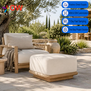 Muebles de Jardín Modernos, Duraderos y Portátiles, Base de Madera Sólida, Estructura de Ratán, Cojines Cómodos, Forma Cuadrada, Otomana de Teca - Product Image 1