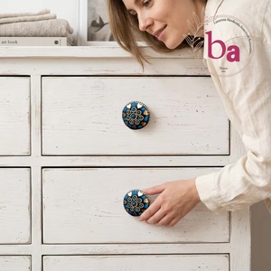 Poignée de meuble ronde en laiton avec motif mosaïque, style industriel, pour la maison et le bureau, écologique, installation facile, durable - Product Image 4