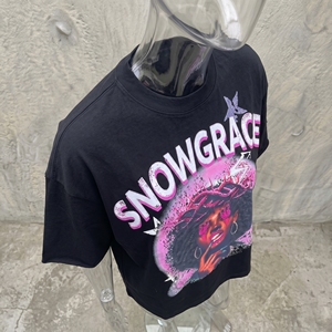 Snowgrace Printed Black T-Shirt Men's Oversized Fit Short Sleeve High Street O-Neck 100% Cotton Jersey Tee - Product Image 2