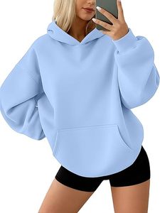 เสื้อฮู้ดครอปผู้หญิง สีน้ำเงินเฮเธอร์ มีเชือกผูก ไหล่ตก แขนยาว สีพื้น สไตล์ลำลอง - Product Image 6