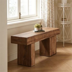 Farmhouse-Style Solid Wood Entrance <b>Benches</b> <b>Indoor</b> Bed End Chairs for Living Rooms and Bedrooms - Product Image 4