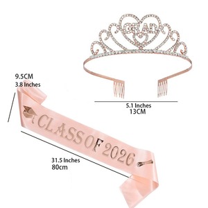 Couronne de fête de remise des diplômes - Ruban en tissu doré - Fournitures de félicitations - Product Image 5