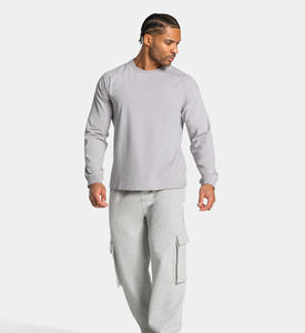 Men's Long Sleeve O-Neck Quick Dry Jersey <b>T</b>-<b>Shirt</b> Regular Fit Solid Gray Casual Wear 100% <b>Polyester</b> Knitted Fabric Bulk Tees - Product Image 6