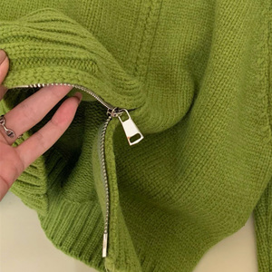 <b>Women's</b> Green Knitted <b>Cardigan</b> O-Neck Full Sleeve Casual Autumn Solid Color 100% Acrylic Short Length Single Button Closure - Product Image 6