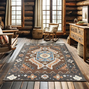 Alfombra de Lana de Alta Calidad con Diseño Floral Abstracto, Anudada a Mano, Antideslizante, Interior, Cómoda, Acogedora, Moderna, con Base de Látex en Tono Óxido, para Todos los Estilos de Hogar - Product Image 1