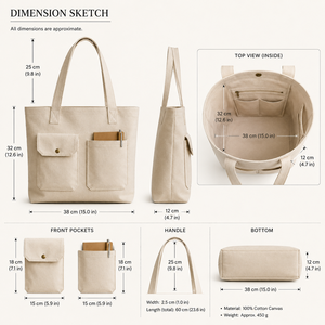<b>Large</b> Fashion Cotton <b>Canvas</b> Tote <b>Bag</b> with Custom Logo Soft Shoulder Strap for Travel & Shopping Daily Carry - Product Image 2