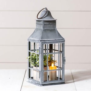 Classic Galvanized Metal <b>Candle</b> <b>Lantern</b> Farmhouse Style Indoor Outdoor Decorative <b>Lantern</b> Home Decoration <b>Lantern</b> - Product Image 1