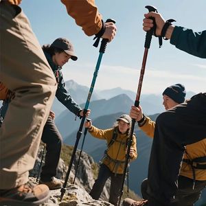 Bastones de Trekking Plegables Ligeros de 5 Secciones con Bloqueo Externo Seguro, Longitud Ajustable, Bastones de Caminata Ergonómicos y Resistentes para - Product Image 4