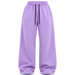 Pantalon de jogging tendance pour femme, coupe oversize, en molleton, jambe large, décontracté, avec taille élastique et cordon de serrage, doux et confortable - Product Image 1