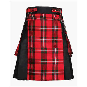 Kilt utilitario de carga de tartán tradicional negro gótico con bolsillos extraíbles Nuevo diseño Senderismo Desgaste Kilts de algodón - Product Image 1