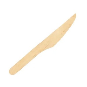 Couteau à gâteau en bois de bouleau naturel de 155 mm, très vendu, pour service alimentaire écologique, idéal pour les buffets de fête et la restauration de desserts - Product Image 1