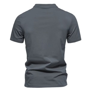 Camiseta de Manga Corta con Cuello Henley para Hombre, Color Sólido, Informal, Transpirable, de Algodón Tejido, para Verano - Product Image 2