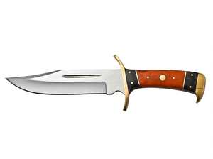 Couteau utilitaire robuste intégré en laiton double avec manche en Pakkawood et garde-lame en laiton - Product Image 3
