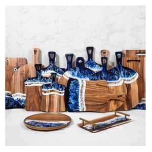 Planche à découper au design unique Planche à découper en bois d'acacia et en résine Planche à découper en bois pour cuisine et hôtel - Product Image 2