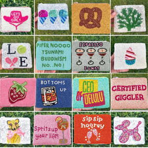 Juego de Monederos de Cuentas Hechos a Mano, Coloridos y Modernos, con Patrones de Dulces, Bordados, Frases Divertidas, Flores, Bebidas, Animales, Iconos, Cierre de Cremallera - Product Image 2