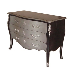 Cajones de madera pintados en negro y plata, hechos de madera de caoba para el diseño de muebles antiguos para el hogar - Product Image 3