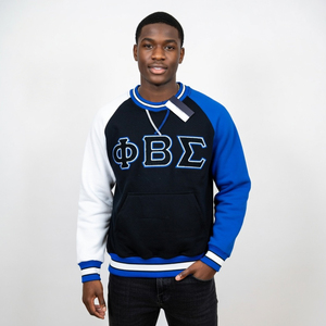 Sudadera con Cuello Redondo y Franjas Blancas de Phi Beta Sigma, Prenda de Fraternidad Griega con Diseño Clásico de Chenille, Comodidad Premium - Product Image 1
